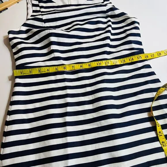 Eliza J Linen Blend Striped Tassel Hem Dress Size 6 NEW Blue White - Picture 8 of 10